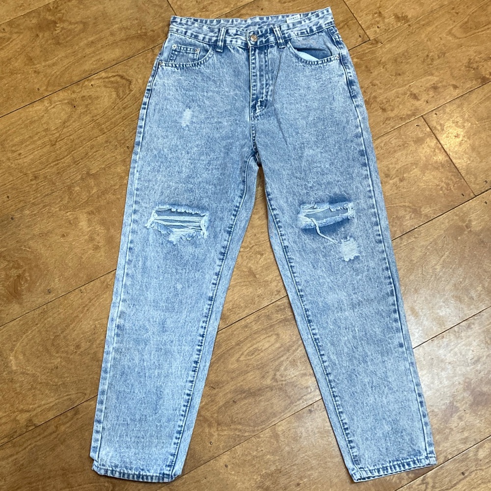 🆕 SHEIN High Rise Light Blue Distressed Jeans